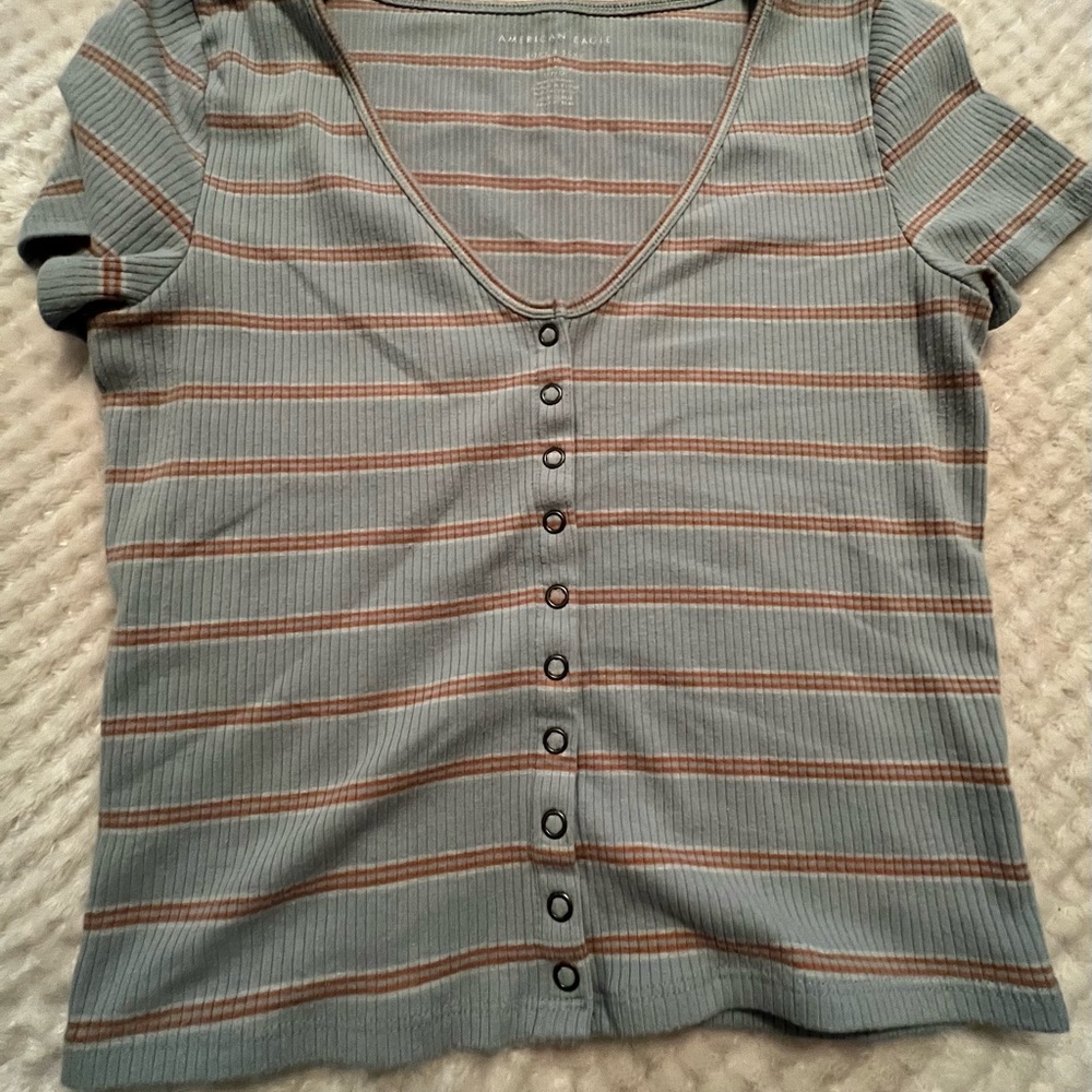 Striped Button-Up Women's Top